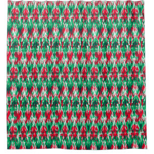 Cute red green abstract aztec pattern shower curtain