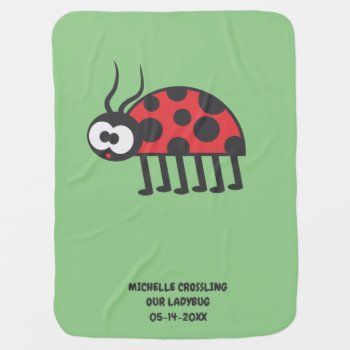 Cute Red Green Black Curious Ladybug And Spots Baby Blanket by nyxxie at Zazzle