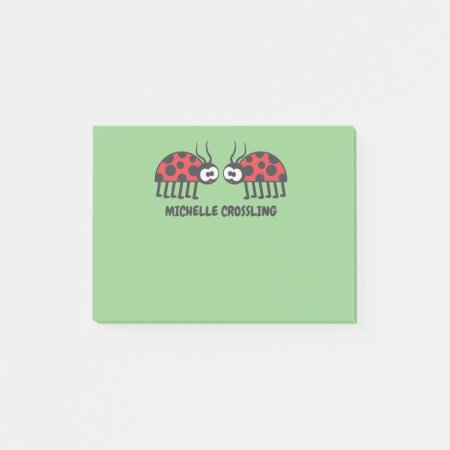Cute Red Green Black Curious Ladybug And Spots Post-it Notes