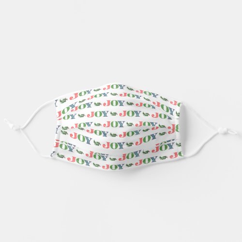 Cute Red Green Blue Joy Wordart Pattern On White Adult Cloth Face Mask
