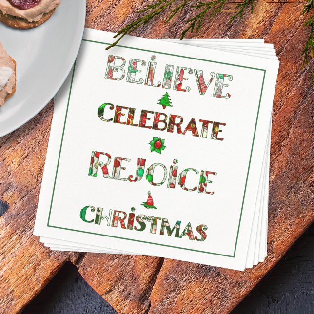 Cute Red Green Christmas Pattern Napkins (Creator Uploaded)