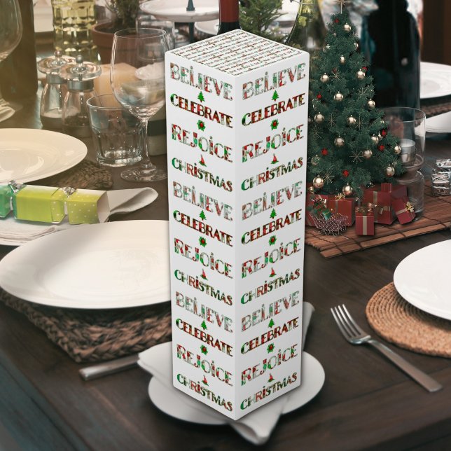 Cute Red Green Christmas Pattern Wine Box (Creator Uploaded)
