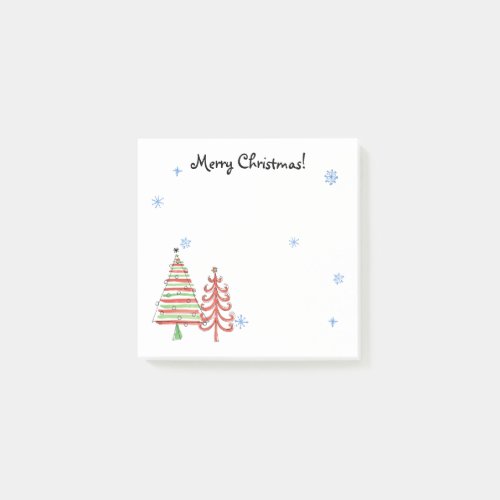 Cute Red Green Christmas Trees Merry Christmas 3x3 Post_it Notes