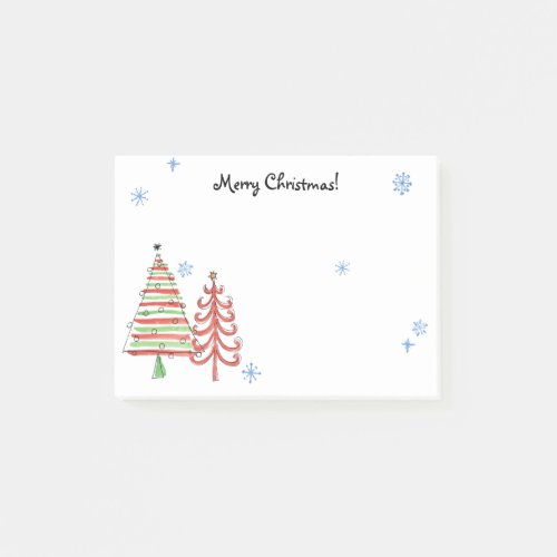 Cute Red Green Christmas Trees Merry Christmas Post_it Notes