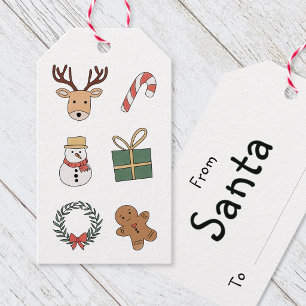 Cute Red Green Festive Kids Christmas Holiday Gift Tags