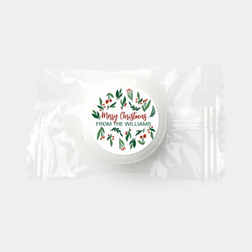 Cute Red Green Holly Berry Custom Christmas Party Life Saver Mints