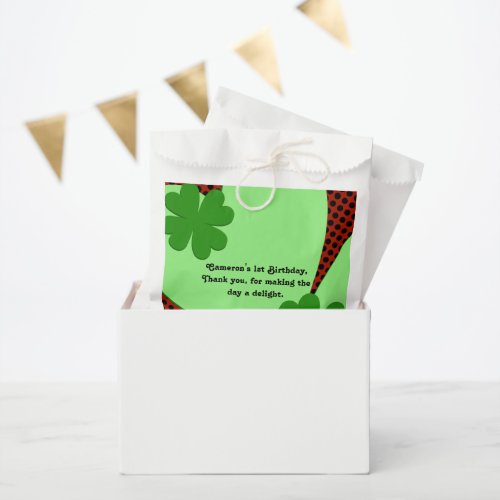 Cute Red Green Ladybug 1st Birthday Favor Bag