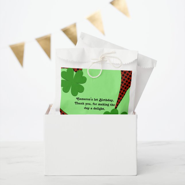 Cute Red Green Ladybug 1st Birthday Favor Bag (Party)
