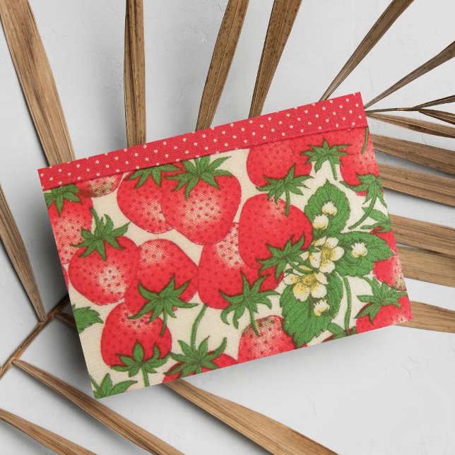 Cute Red Green Polka Dots Strawberries Fruit Postcard (Cute Red Green Polka Dots Strawberries Fruit)