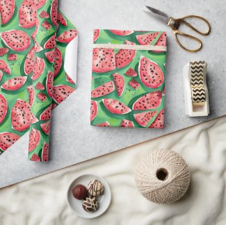 Cute Red Green Sweet Summer Watermelon Watercolor