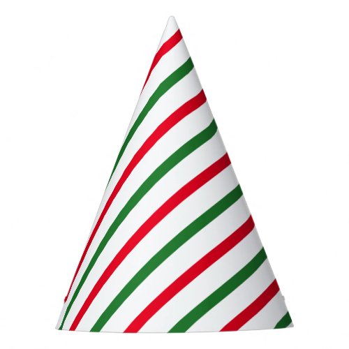 Cute red green white candy cane stripes party hat
