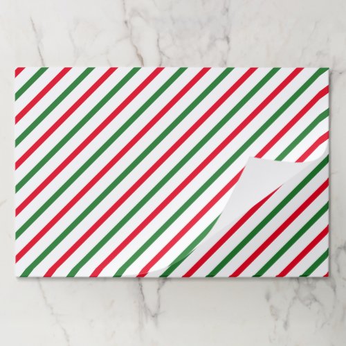 Cute red green white candy cane stripes placemats