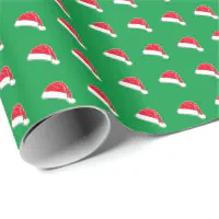 Vintage Christmas Santa pattern, retro santa hat, red and green Wrapping  Paper by Restlessdesign