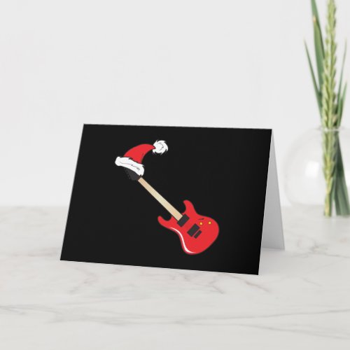 Cute Red Guitar Santa Hat Mouse Pad Clock Pillows Holiday Card