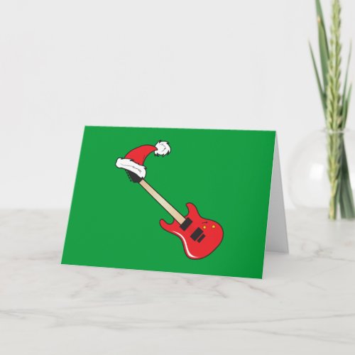 Cute Red Guitar Santa Hat Mouse Pad Clock Pillows Holiday Card