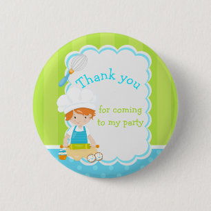 Cute Red Hair Boy Baking 'Thank you for coming' Button