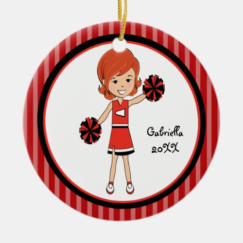 Cute Red Haired Cheerleader Christmas Ornament