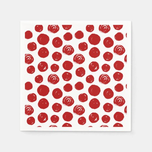 Cute Red hand drawn watercolor polka dots Napkins