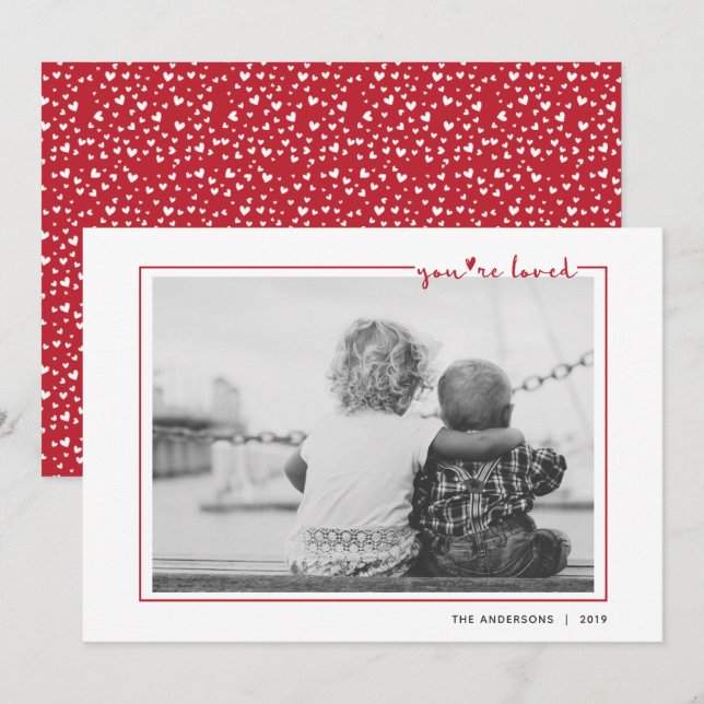Cute Red Handwritten You're Loved Frame Valentine Invitation (Front/Back)