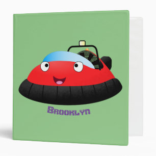 Cute red happy hovercraft cartoon 3 ring binder
