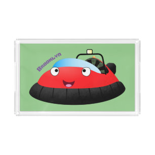 Cute red happy hovercraft cartoon acrylic tray
