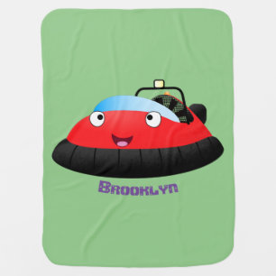 Cute red happy hovercraft cartoon baby blanket