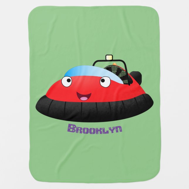 Cute red happy hovercraft cartoon baby blanket (Front)