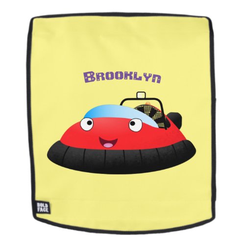 Cute red happy hovercraft cartoon backpack