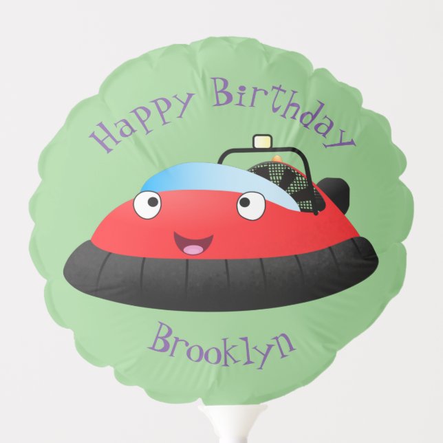 Cute red happy hovercraft cartoon balloon (Front)