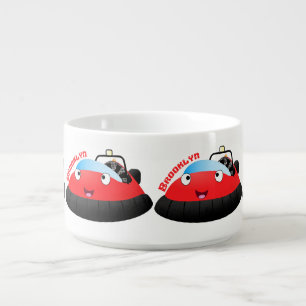 Cute red happy hovercraft cartoon bowl