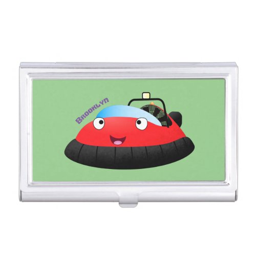 Cute red happy hovercraft cartoon business card case