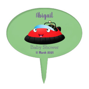 Cute red happy hovercraft cartoon cake topper