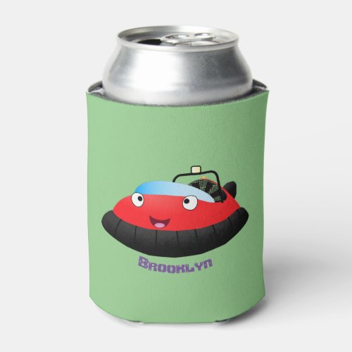 Cute red happy hovercraft cartoon can cooler