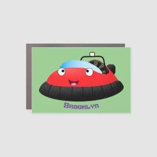 Cute red happy hovercraft cartoon car magnet