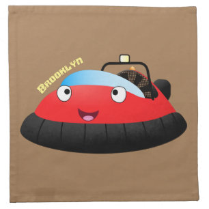 Cute red happy hovercraft cartoon cloth napkin