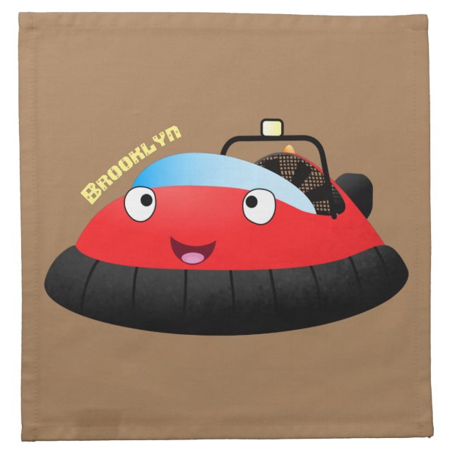 Cute red happy hovercraft cartoon cloth napkin (Front)