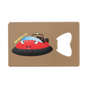 Cute red happy hovercraft cartoon credit card bottle opener