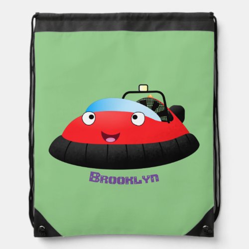 Cute red happy hovercraft cartoon drawstring bag