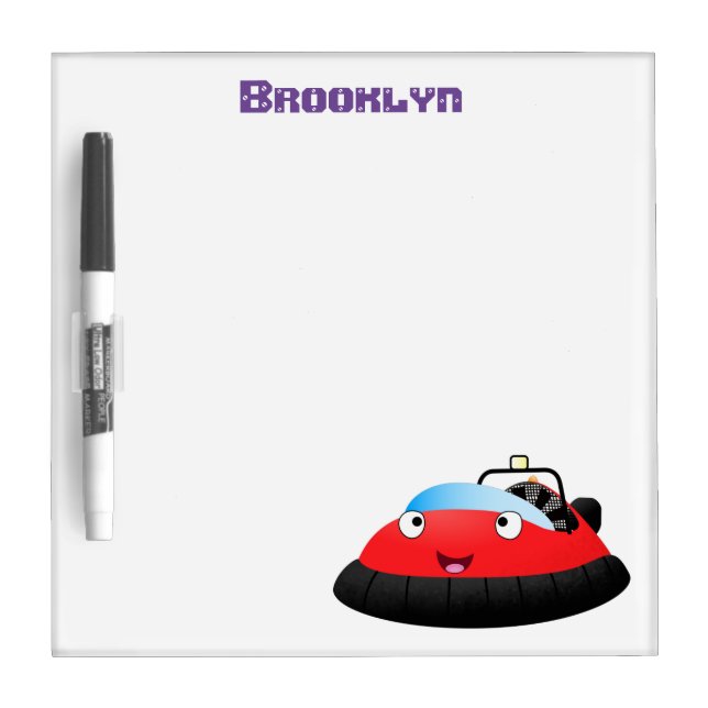 Cute red happy hovercraft cartoon dry erase board (Front)