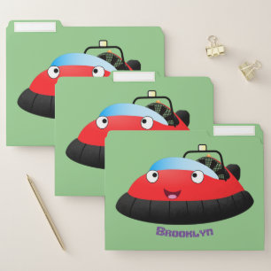 Cute red happy hovercraft cartoon file folder