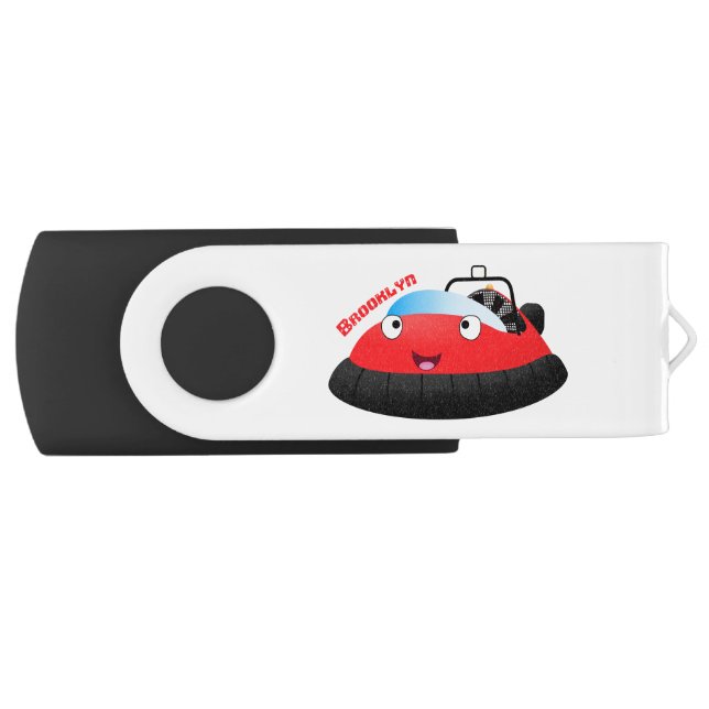 Cute red happy hovercraft cartoon flash drive (Front)