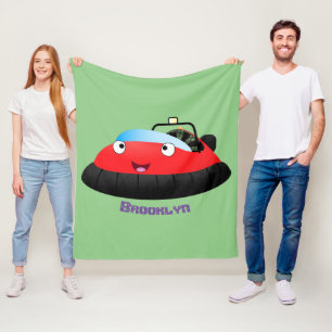 Cute red happy hovercraft cartoon fleece blanket