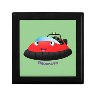 Cute red happy hovercraft cartoon gift box