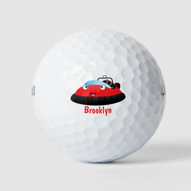 Cute red happy hovercraft cartoon golf balls (Front)