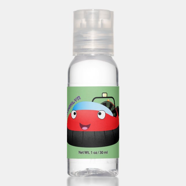 Cute red happy hovercraft cartoon hand sanitizer (Front)
