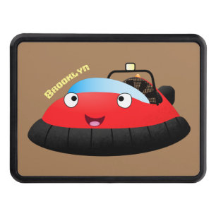 Cute red happy hovercraft cartoon hitch cover