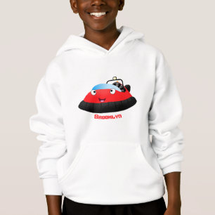 Cute red happy hovercraft cartoon hoodie