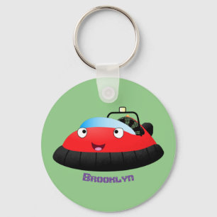 Cute red happy hovercraft cartoon keychain