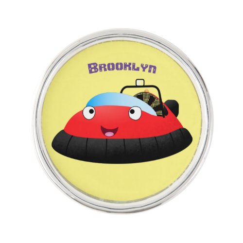 Cute red happy hovercraft cartoon lapel pin