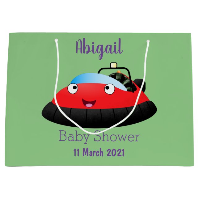 Cute red happy hovercraft cartoon large gift bag (Front)